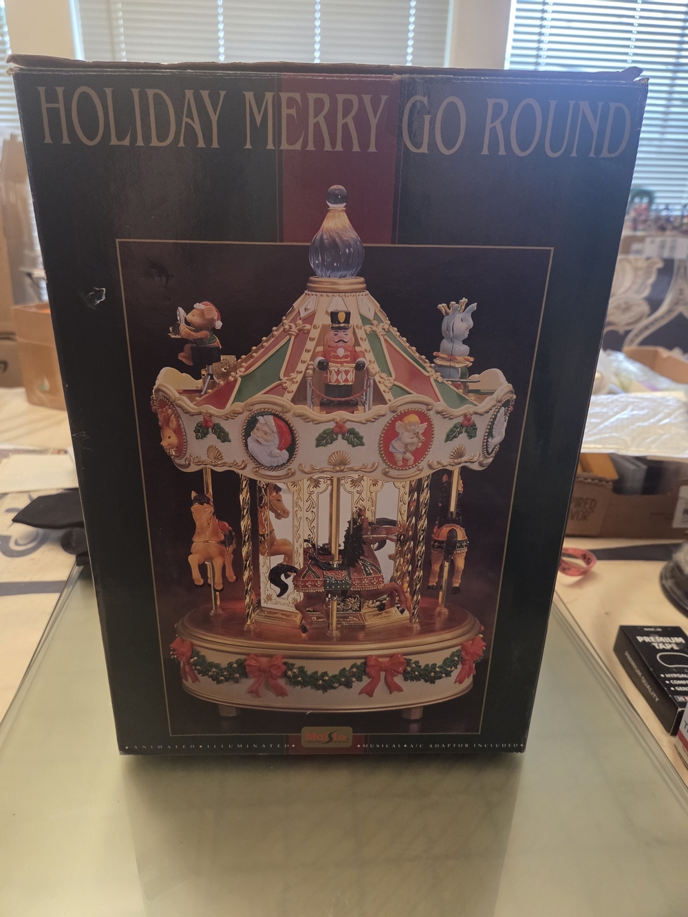 Festive Holiday Merry-Go-Round Carousel - Red, Green, Gold